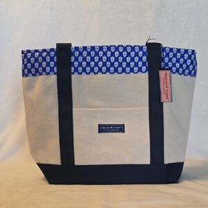 Vineyard Vines Navy and Cream Tote Bag Custom Collection